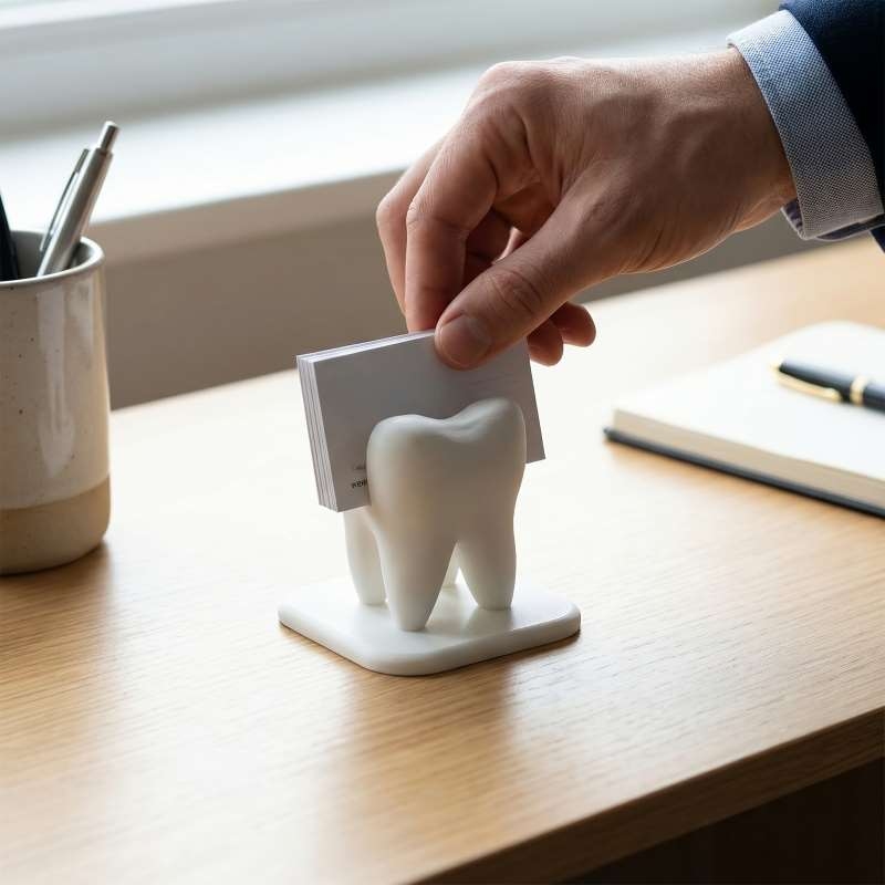 حامل بطاقات عمل على شكل سن مطب - مراجعة 3D Printing Tooth وسعره